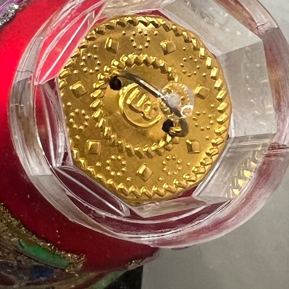 Glass CHRISTMAS ORNAMENT Red Bell Hand Decorated Ornate Large 4”Danson - Picture 5 of 9